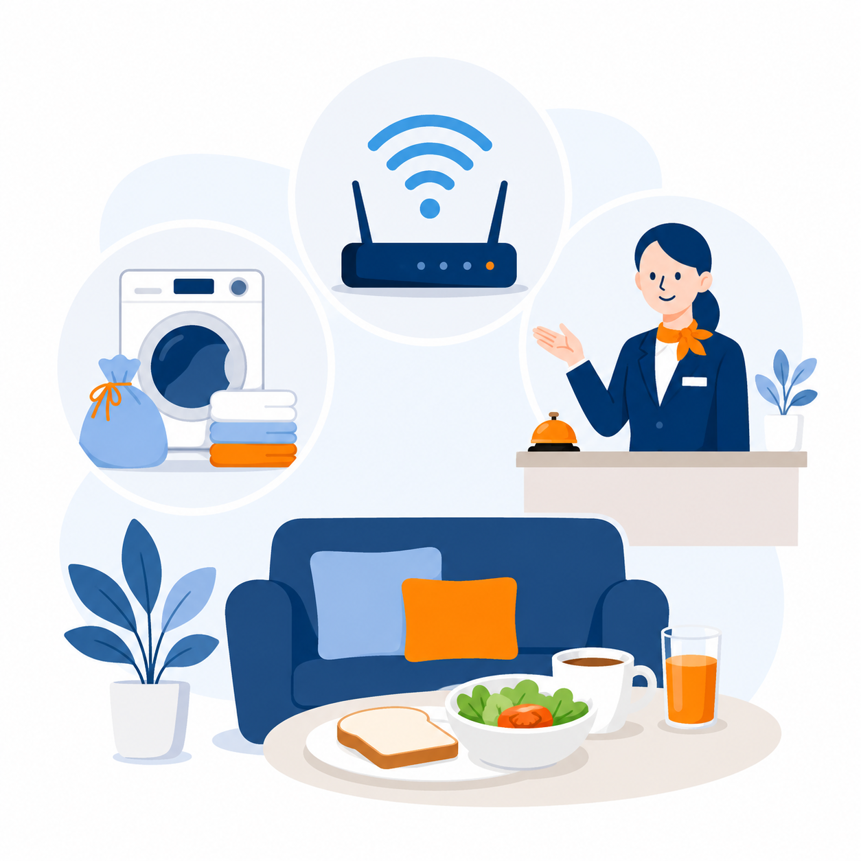 朝食・共用施設のイラスト